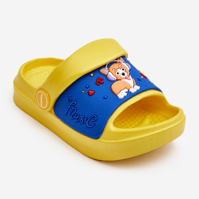WJ1 Sandales Tongs Enfant Légères Motif Chien Jaune Rico 1