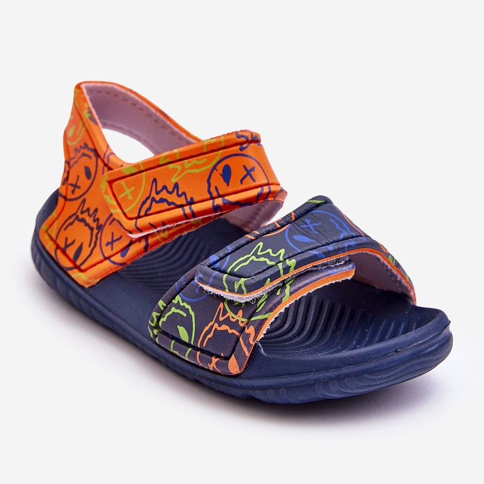 Sandales légères en mousse pour enfants avec motifs bleu marine et orange Malaga 1 Sandales légères en mousse pour enfants avec motifs bleu marine et orange Malaga 1