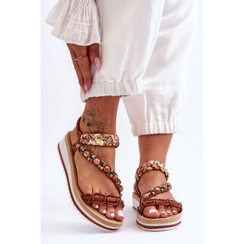 Sandales compensées confortables pour femmes Marron Jodie brun 1