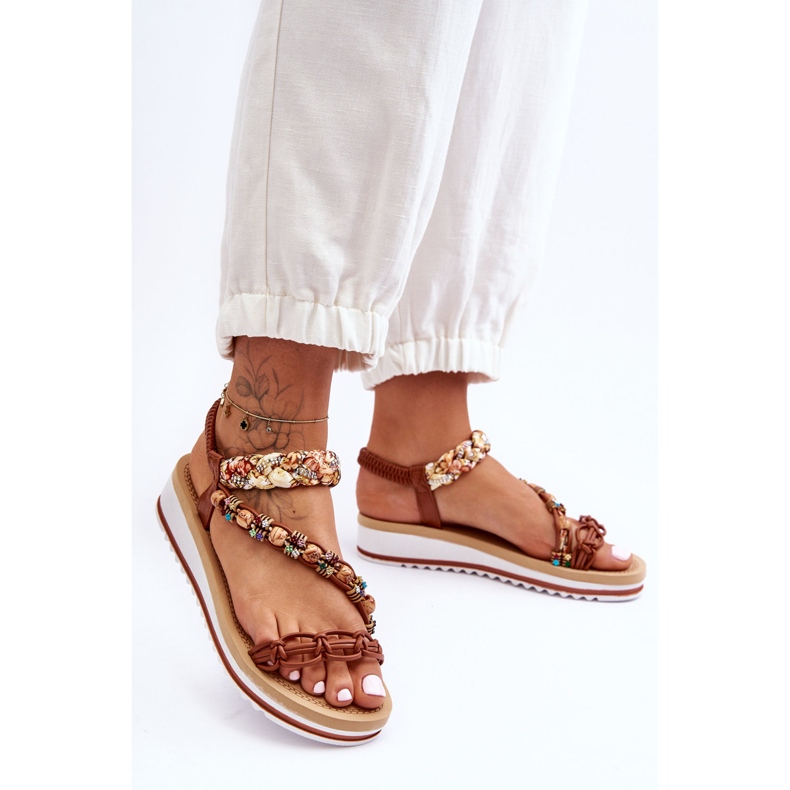 Sandales compensées confortables pour femmes Marron Jodie brun 2