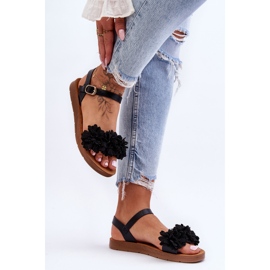 Sandales Femme Avec Fleurs En Textile Noir Fiori 3