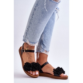 Sandales Femme Avec Fleurs En Textile Noir Fiori 5