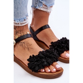 Sandales Femme Avec Fleurs En Textile Noir Fiori 4