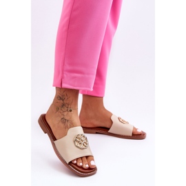 Sandales Talons Plats Classiques Femme Beige Larotte 2