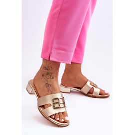 Pantoufles élégantes pour femmes avec décoration Atlantis dorée d'or 1 Pantoufles élégantes pour femmes avec décoration Atlantis dorée d'or 1