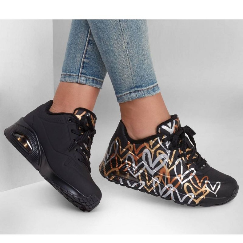 Chaussures Skechers Uno Metallic Love W 155523/BKGD noir 1