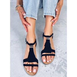 Sandales à franges noires Corbin le noir 4