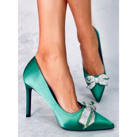 Escarpins noeud satin vert Trini 3