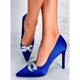Épingles en satin avec un nœud Trini Blue bleu 5