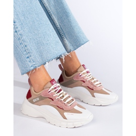 Baskets Big Star femme KK274055 beige blanc rose 1