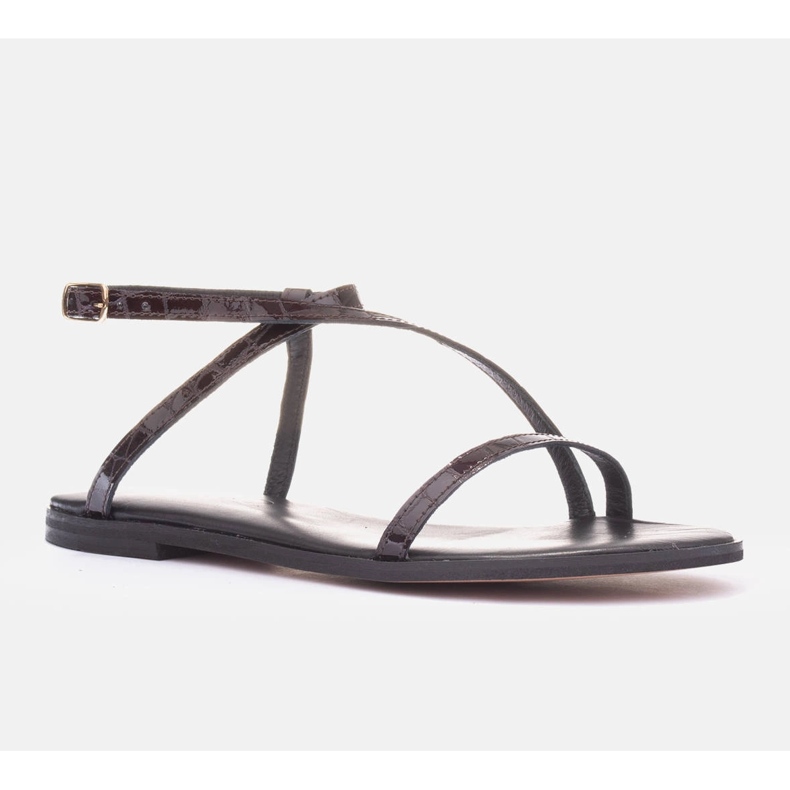 Marco Shoes Sandales plates en cuir bordeaux rouge 1