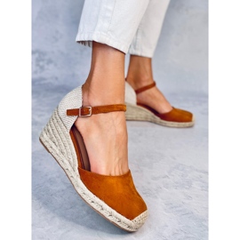 Espadrilles compensées Platten Camel brun 4
