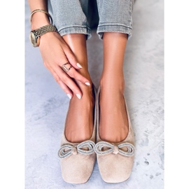 Ballerines en daim avec nœud de Serna Kaki beige 1