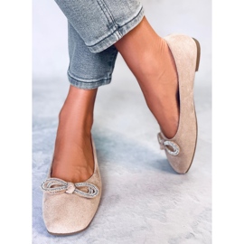 Ballerines en daim avec nœud de Serna Kaki beige 2
