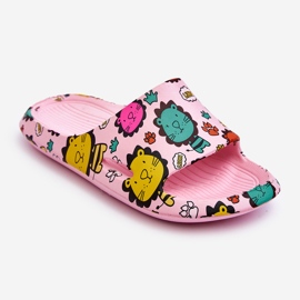 WJ1 Chaussons Enfant Mousse Légère Motif Lion Rose Foncé Esther 1