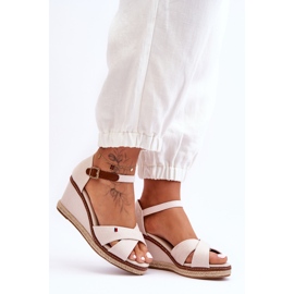 Sandales Compensées Femme Beige Clair Janet 2