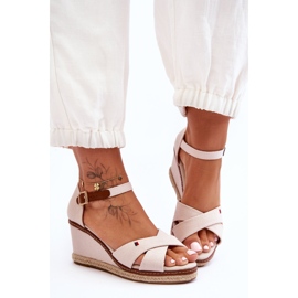 Sandales Compensées Femme Beige Clair Janet 5