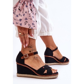 Sandales compensées pour femmes Noir Janet le noir 3