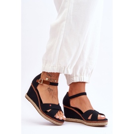 Sandales compensées pour femmes Noir Janet le noir 4