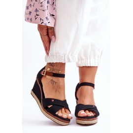 Sandales compensées pour femmes Noir Janet le noir 5