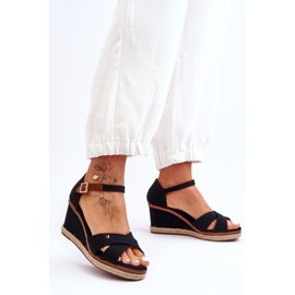 Sandales compensées pour femmes Noir Janet le noir 6