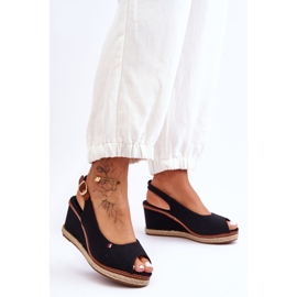 Sandales compensées classiques pour femmes noires Katie 1