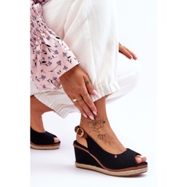 Sandales compensées classiques pour femmes noires Katie le noir 4