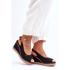 Sandales compensées classiques pour femmes noires Katie le noir 5
