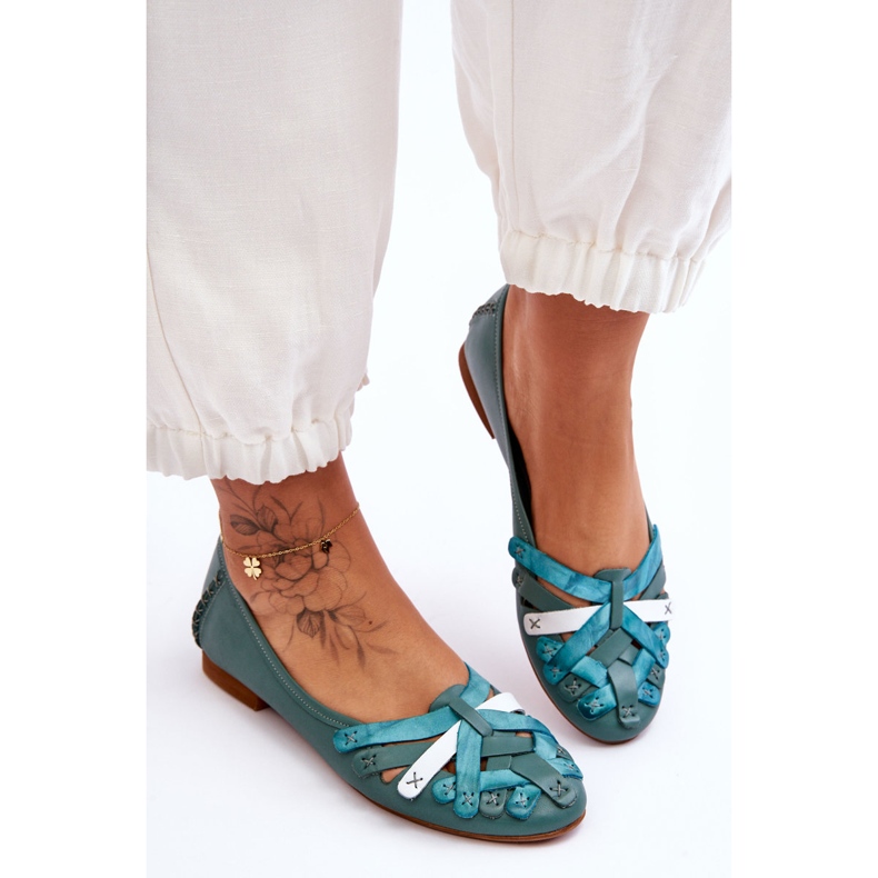 Ballerines en Cuir pour Femme Maciejka 01358-36 Turquoise vert 1