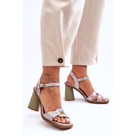 Sandales à Talons en Cuir Maciejka 06029-24 Blanc-Vert blanche 1