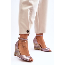 Sandales compensées en cuir Laura Messi 2603/783 Argent 1