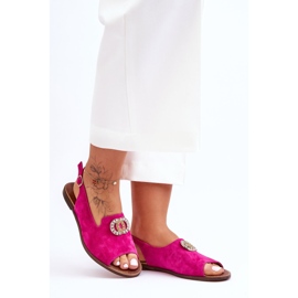 Sandales Plates Daim Avec Décoration Nicole 2744/067 Fuchsia rose 6