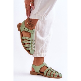 Sandales Plates Femme Avec Zircon Vert Ascot 2