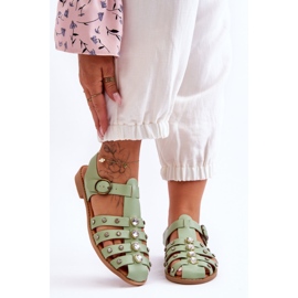 Sandales Plates Femme Avec Zircon Vert Ascot 5