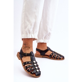 Sandales Plates Femme Avec Zircon Noir Ascot 2