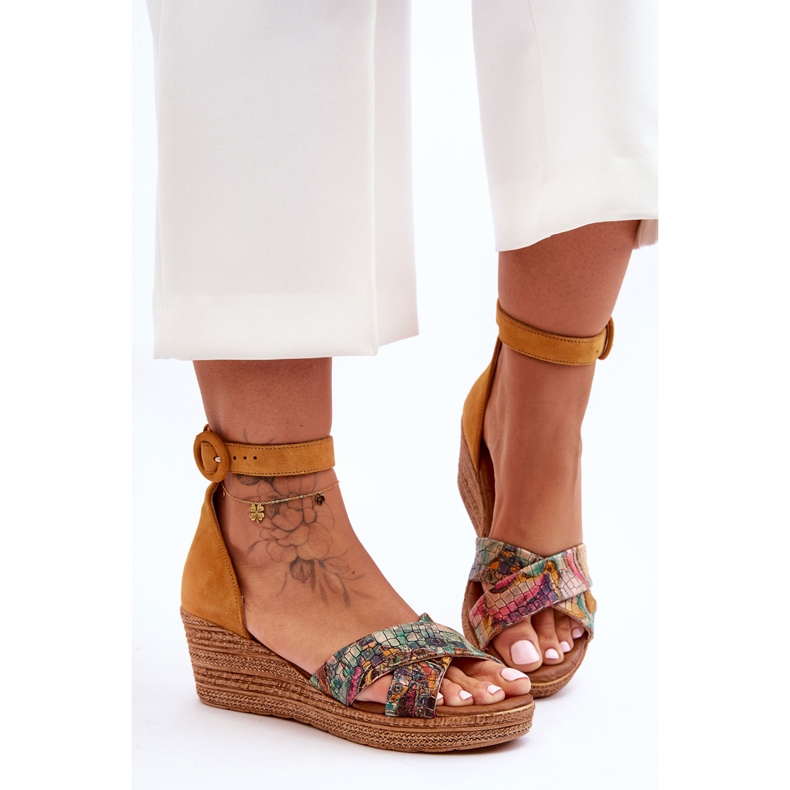 Sandales Compensées en Daim Maciejka 04565-43 Orange 1