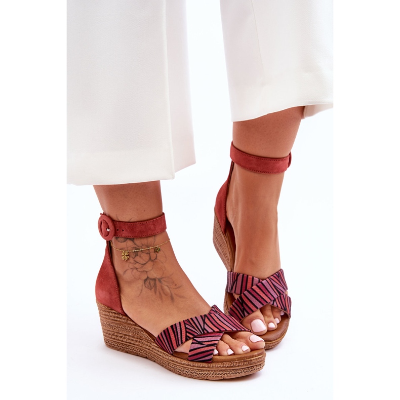 Sandales Compensées en Daim Maciejka 04565-44 Rouge 2