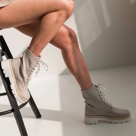 Marco Shoes Bottes en tissu de coton naturel beige 1