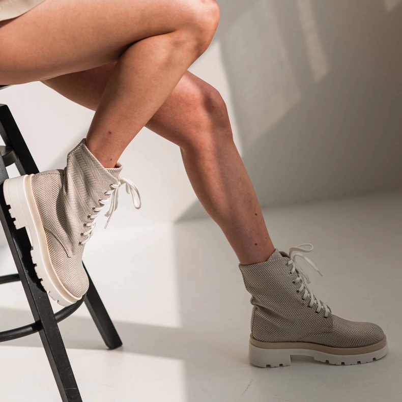 Marco Shoes Bottes en tissu de coton naturel beige 1