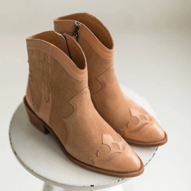 Marco Shoes Santiags en daim naturel beige 1