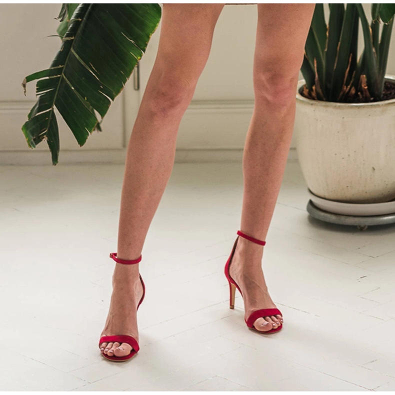 Marco Shoes Sandales élégantes en daim naturel rouge 1