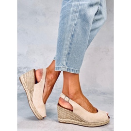 Espadrilles compensées à bout ouvert Nevil Beige 1