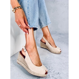 Espadrilles compensées à bout ouvert Nevil Beige 2