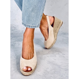 Espadrilles compensées à bout ouvert Nevil Beige 5