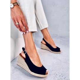 Nevil Espadrilles noires compensées à bout ouvert le noir 3