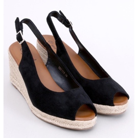 Nevil Espadrilles noires compensées à bout ouvert le noir 5