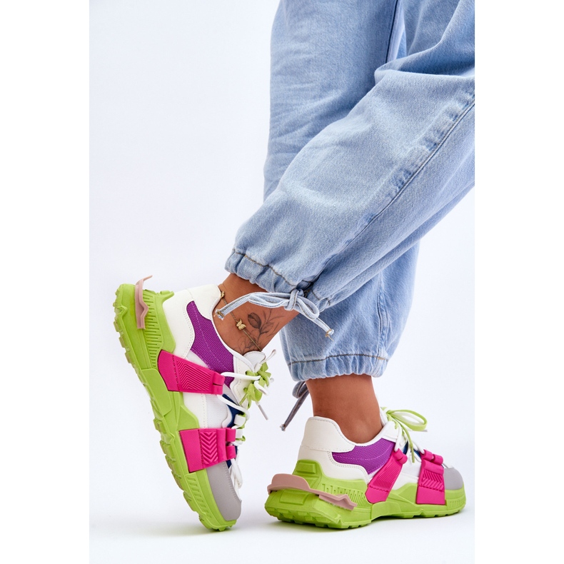 PS1 Chaussures de sport à lacets à la mode pour femmes Vert-Rose Chillout! 2