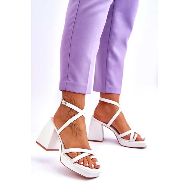 À la mode blanc secret rose talons hauts et sandales à plateforme 2