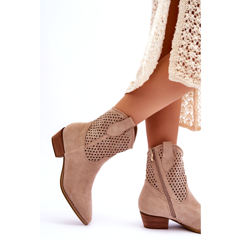 Santiags Femme Ajourées Roseaux Beiges 2