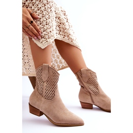 Santiags Femme Ajourées Roseaux Beiges 6